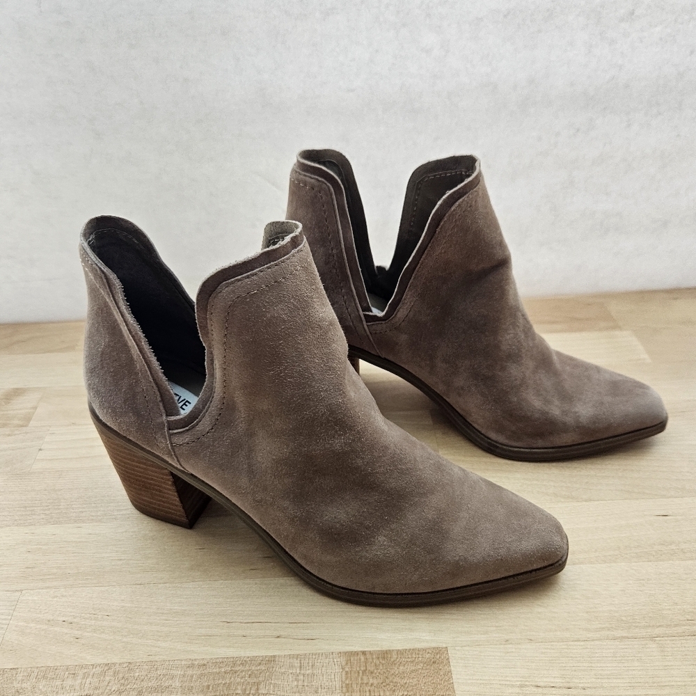 Steve Madden Havannah Brown Tan Block Heeled Pointed Toe Booties Sz 6.5 Fall